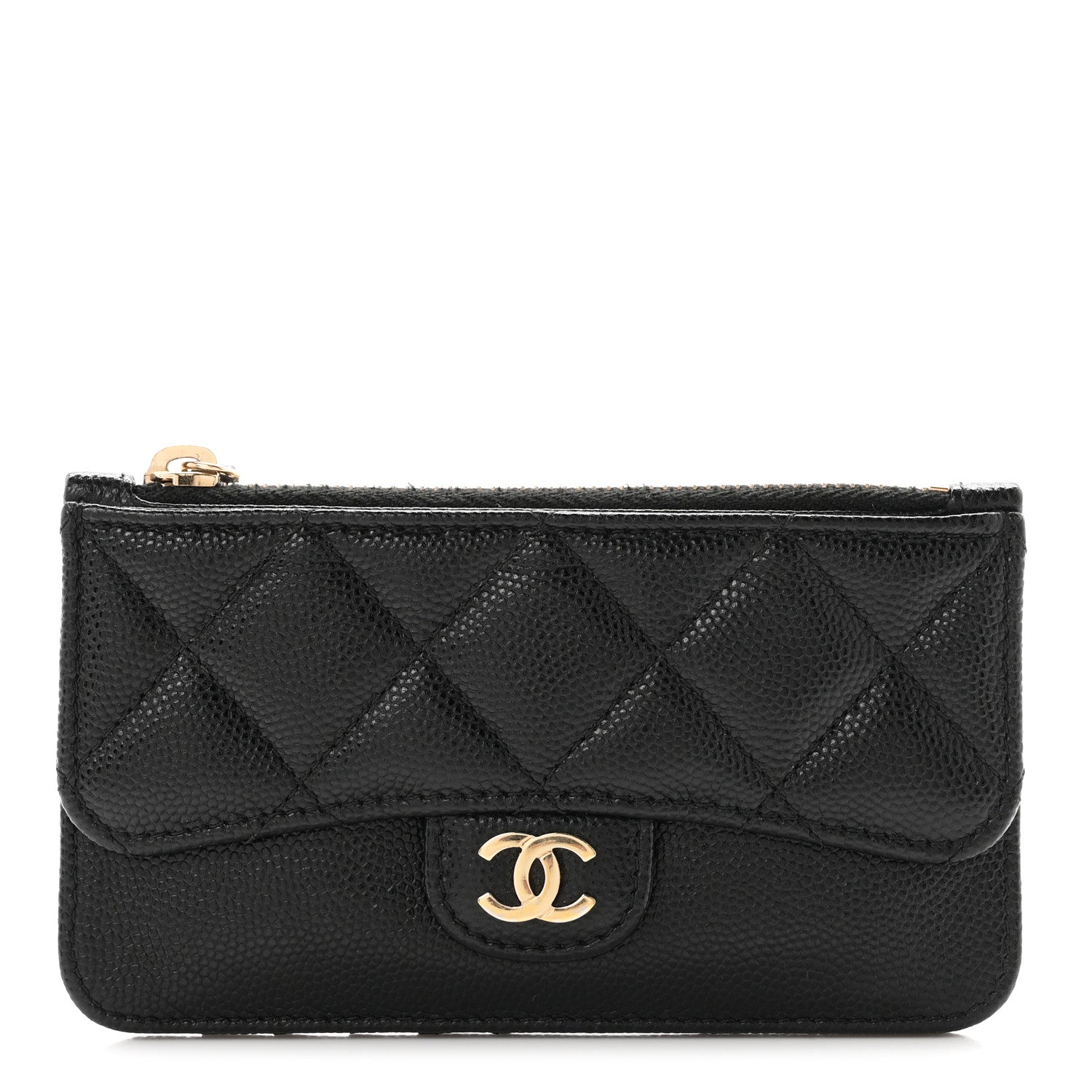 Chanel Caviar Quilted Flap Zip Card Holder Black 1 of 8