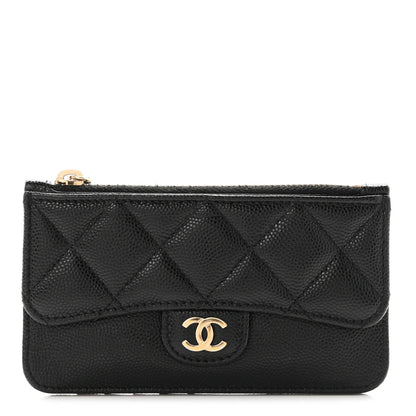 Chanel Caviar Quilted Flap Zip Card Holder Black 1 of 8