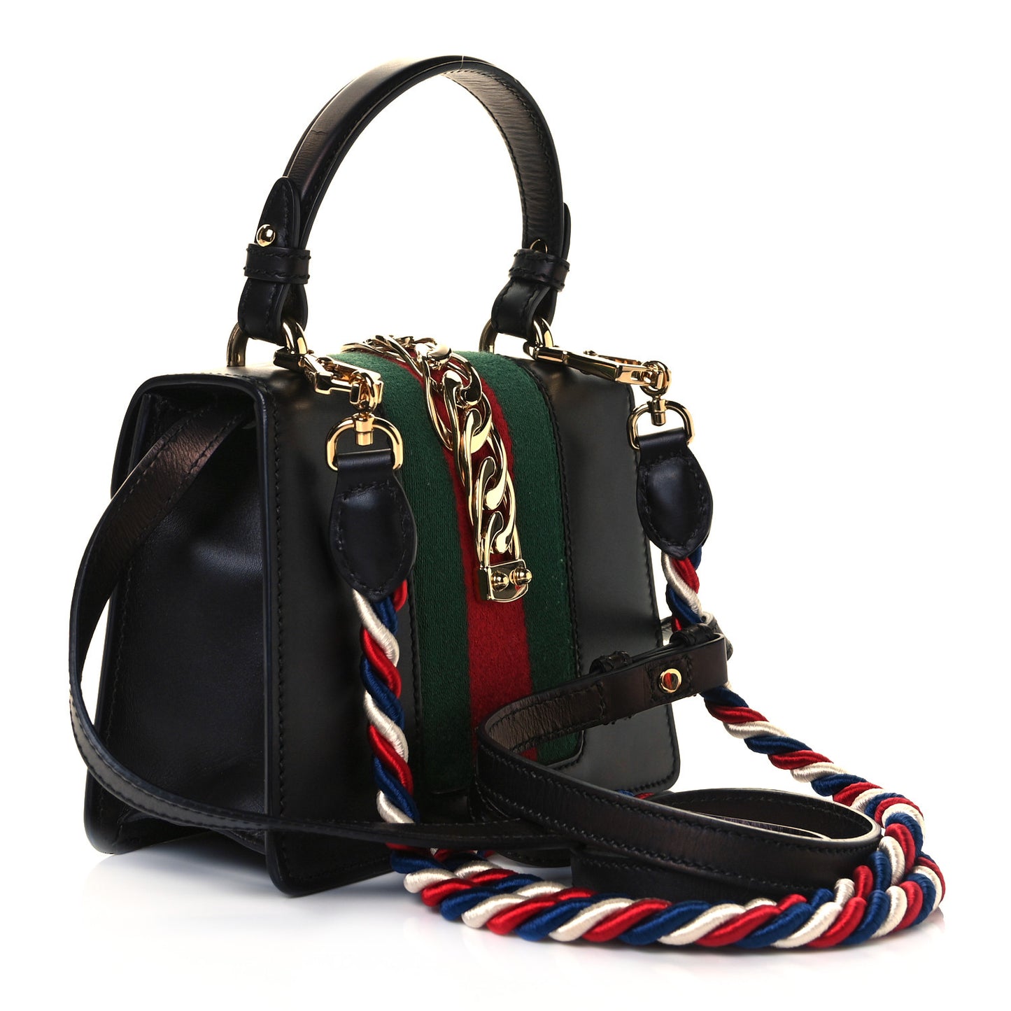 Calfskin Mini Sylvie Top Handle Bag Black