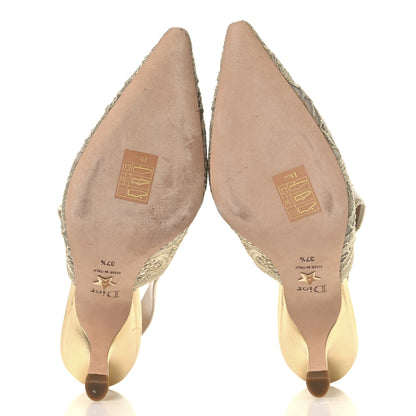 Christian Dior Transparent Metallic Embroidered Mesh Macrame Constantine Embroidered J'Adior Slingback 65mm Pumps 37.5 Pale Gold 6 of 10