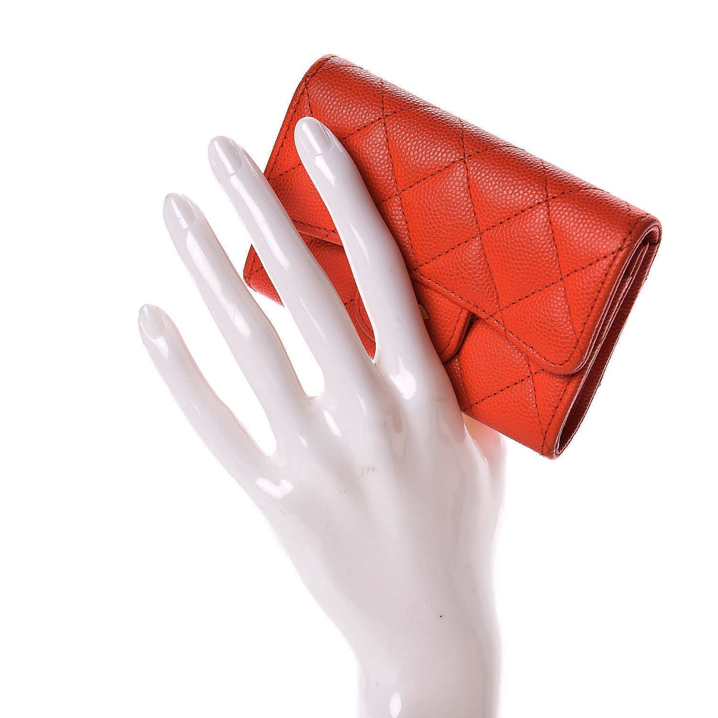 Caviar Quilted Flap Card Holder Dark Red