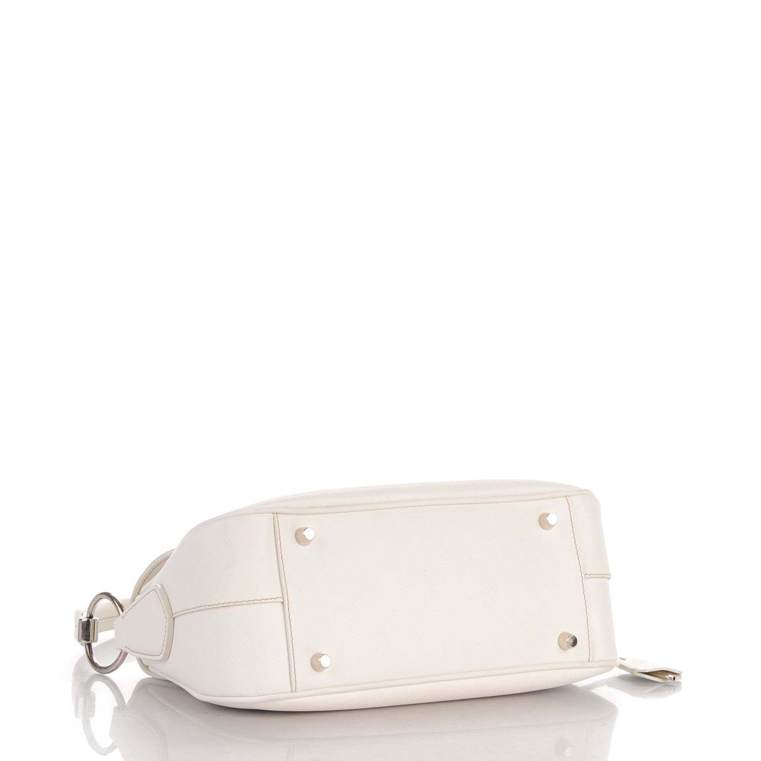 Prada Saffiano Lux Pushlock Flap Bag White 4 of 7