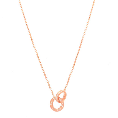Cartier 18K Pink Gold Diamond Interlocking LOVE Paved Necklace 1 of 4