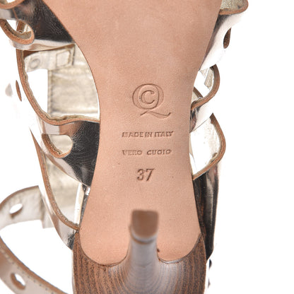 Alexander McQueen Shiny Calfskin Strappy Sandals 37 Pale Gold 8 of 10