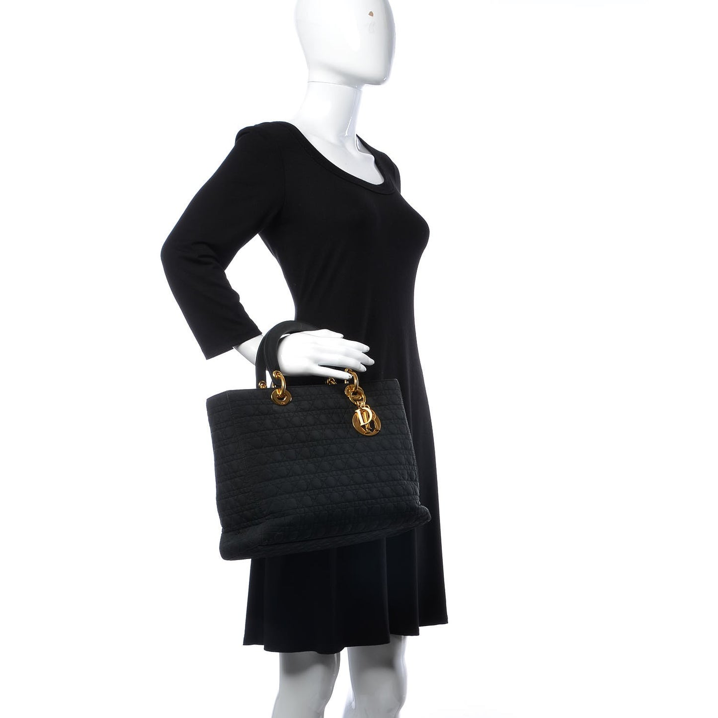 Nylon Cannage Large Lady Dior Black