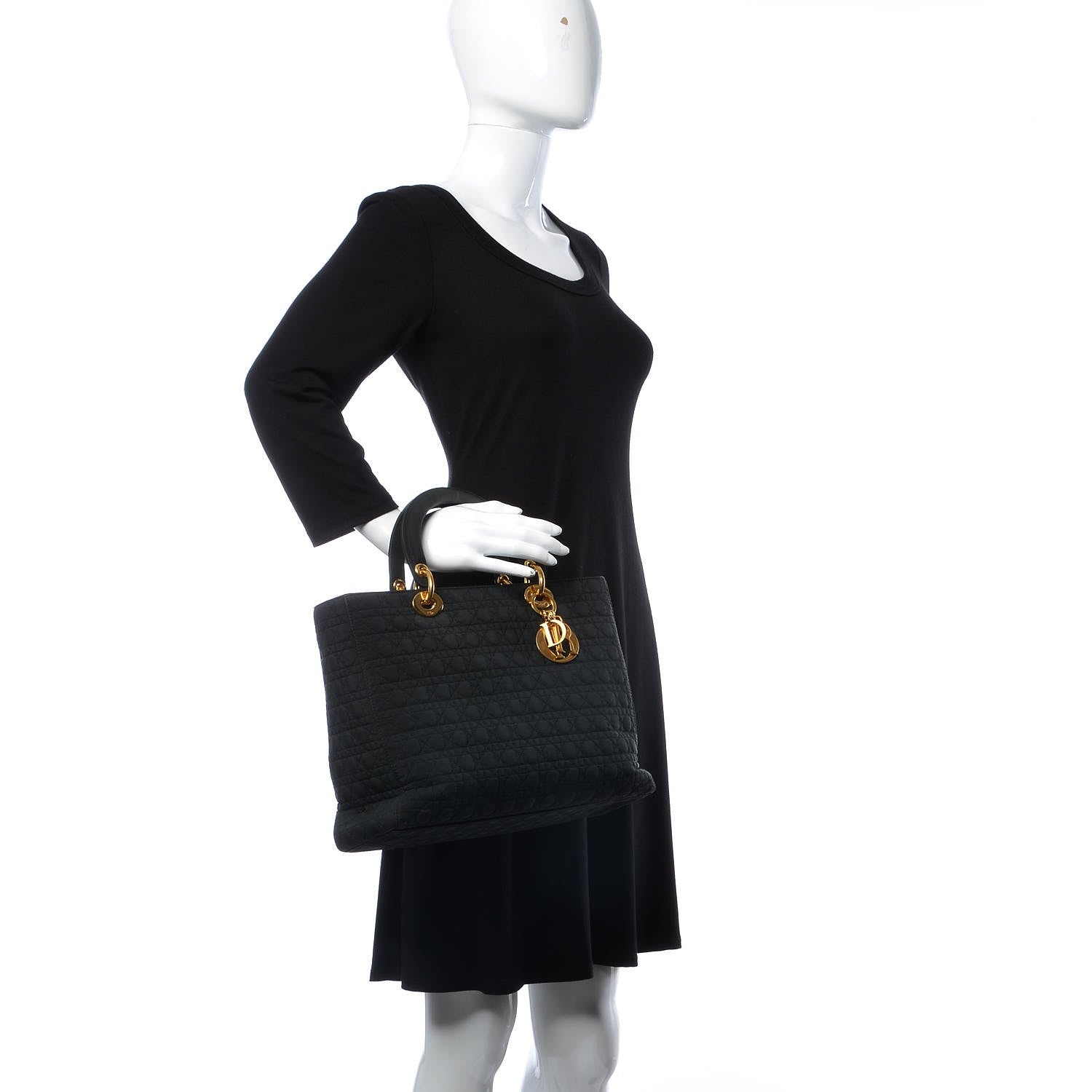 Christian Dior Nylon Cannage Large Lady Dior Black 2 of 11