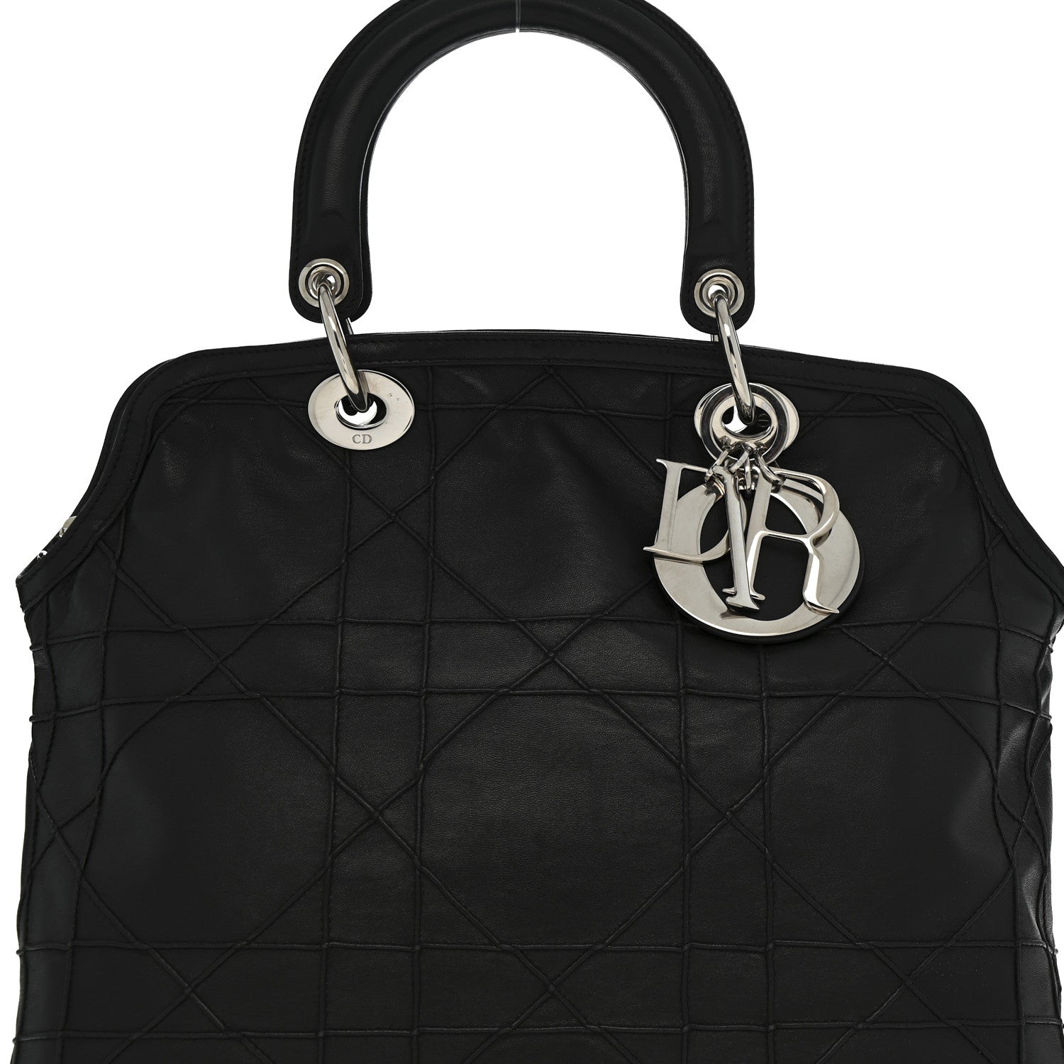 Christian Dior Lambskin Cannage Medium Granville Tote Black