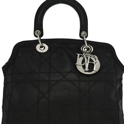 Christian Dior Lambskin Cannage Medium Granville Tote Black 9 of 12