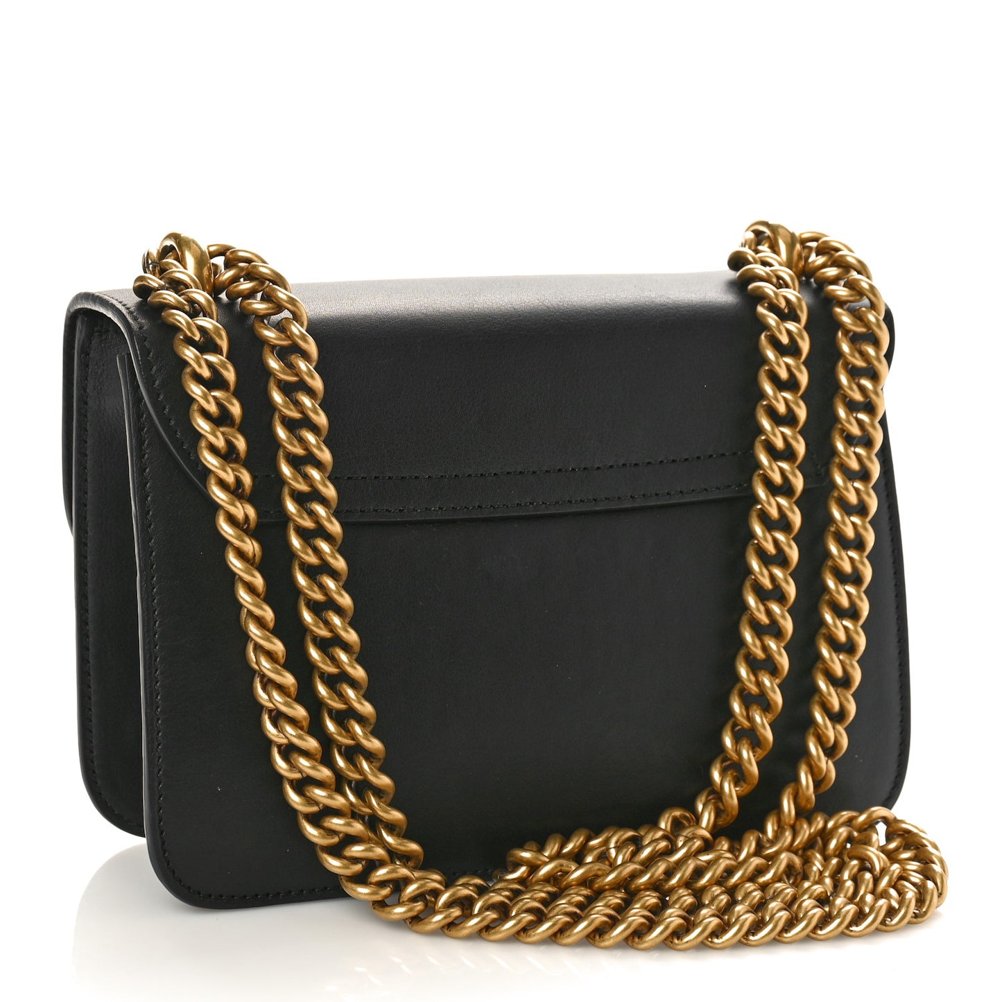 Calfskin Peony Small Chain Shoulder Bag Black