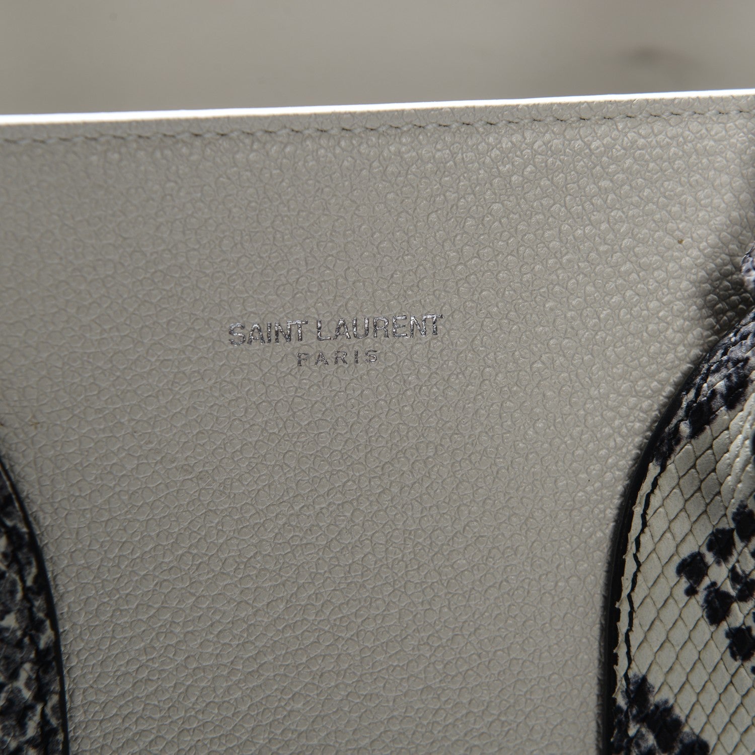 Saint Laurent Grained Calfskin Embossed Python Small Sac De Jour Porcelain 7 of 8