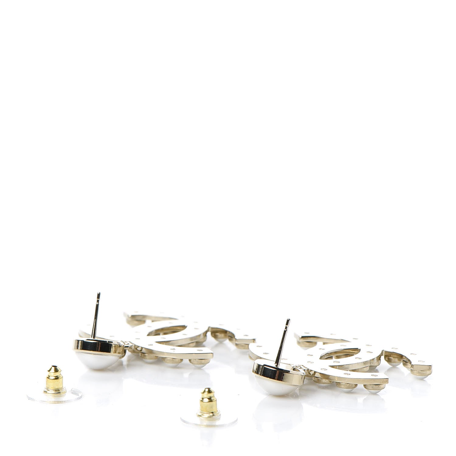 Chanel Pearl CC Drop Earrings Gold 3 of 5