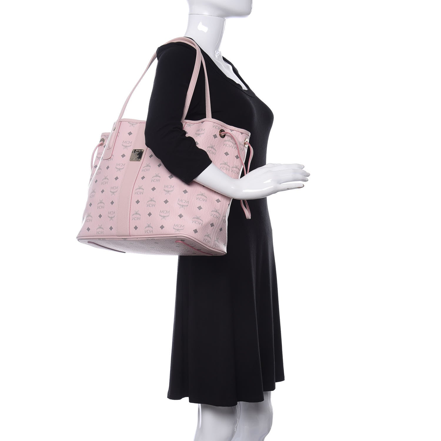 MCM Visetos Medium Liz Reversible Shopper Tote Powder Pink 2 of 10