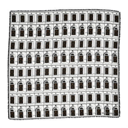 Louis Vuitton X FORNASETTI Wool Silk Architettura Shawl Brown 1 of 5