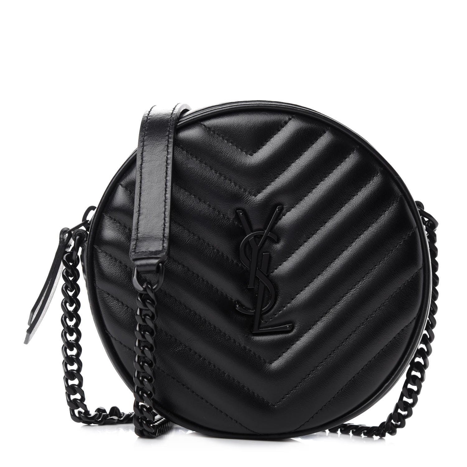 Saint Laurent Calfskin Matelasse Chevron Round Vinyle Camera Bag Black 1 of 10