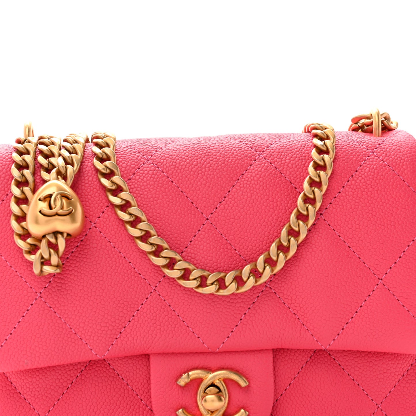 Caviar Quilted Sweetheart Mini Flap Dark Pink