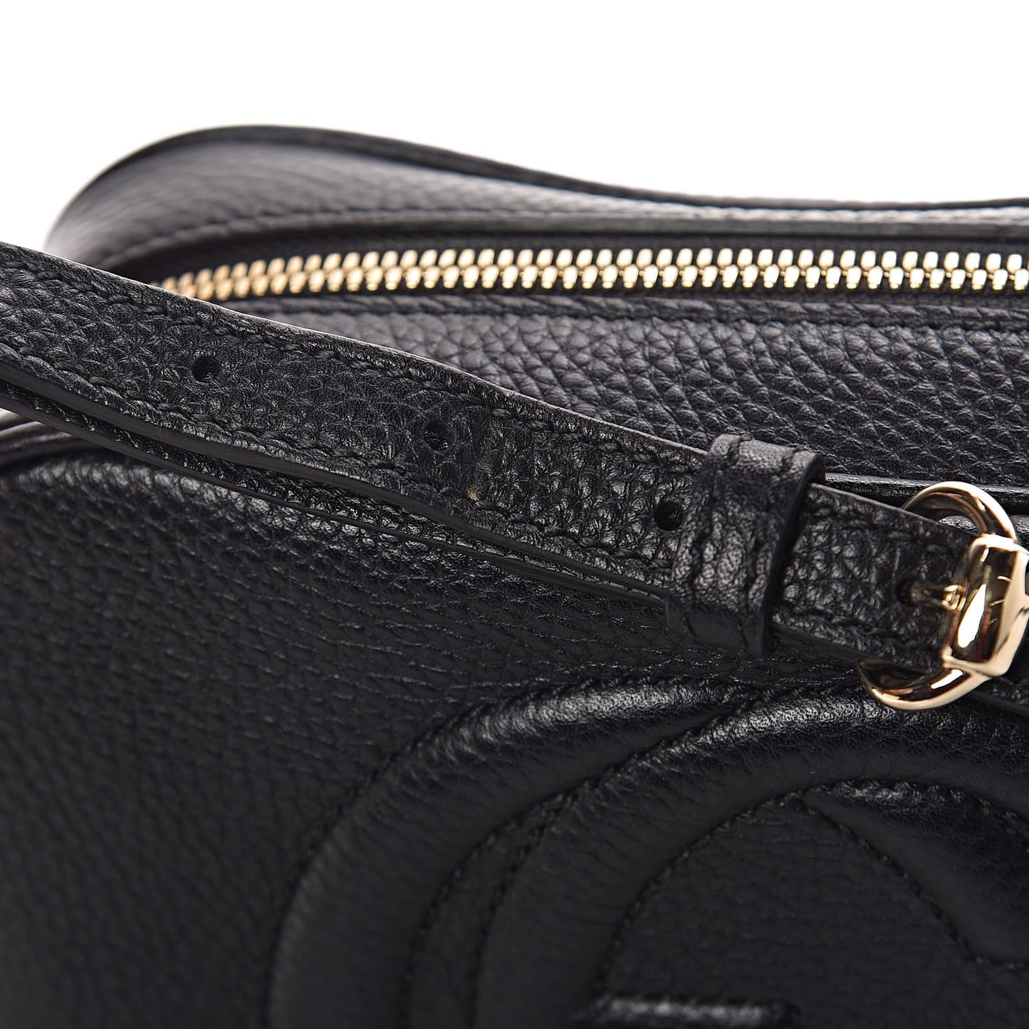 Pebbled Calfskin Small Soho Disco Bag Black