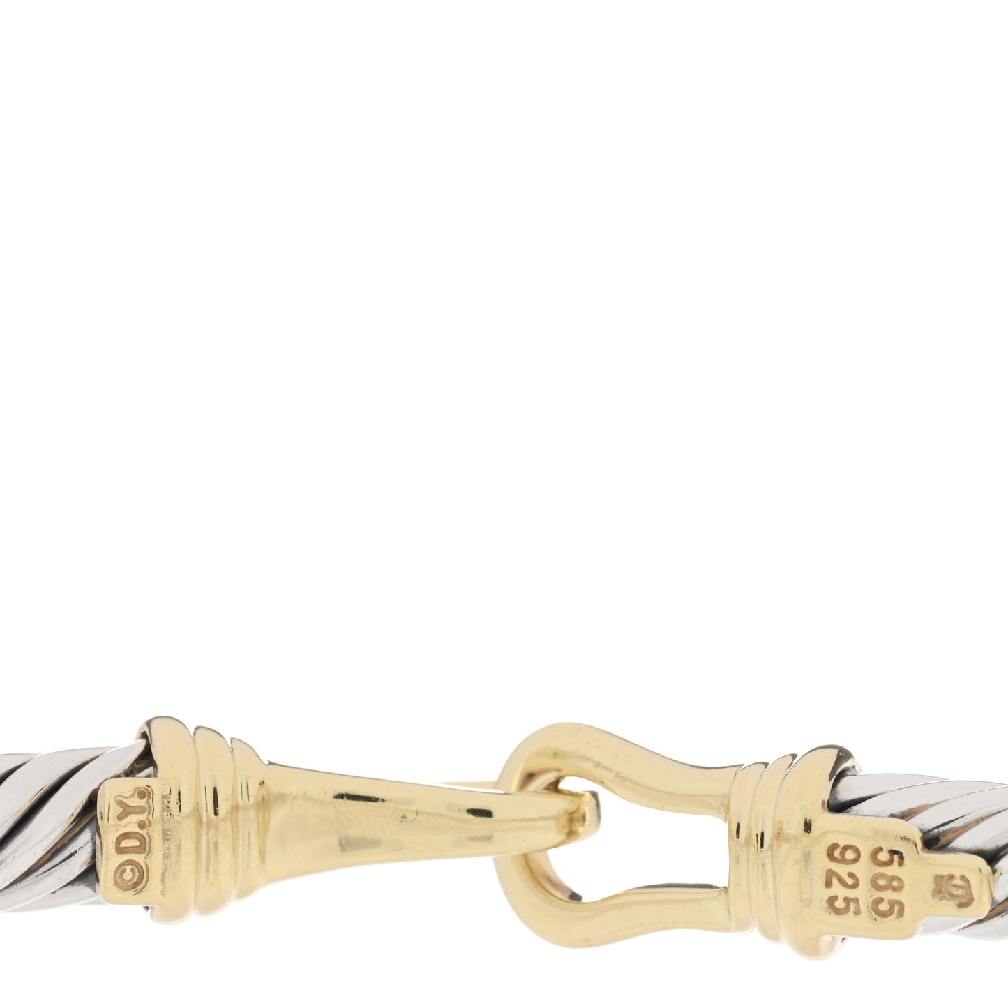 Sterling Silver 14K Yellow Gold 5mm Cable Classic Buckle Bracelet