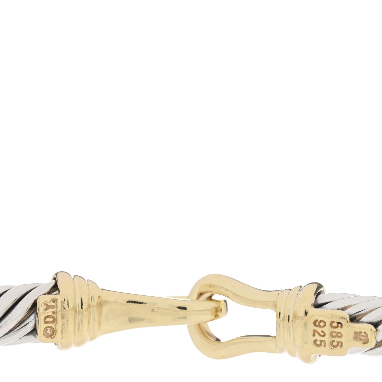 David Yurman Sterling Silver 14K Yellow Gold 5mm Cable Classic Buckle Bracelet 3 of 3