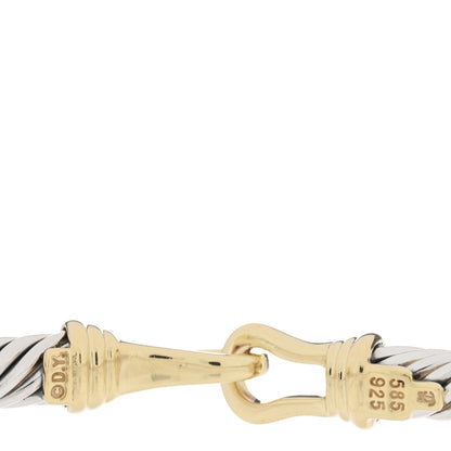 David Yurman Sterling Silver 14K Yellow Gold 5mm Cable Classic Buckle Bracelet 3 of 3