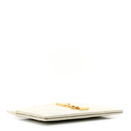 Saint Laurent Grain De Poudre Matelasse Chevron Monogram Credit Card Case Crema Soft 4 of 8
