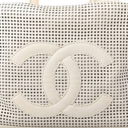 Chanel Caviar Perforated Bowler White 10 of 12