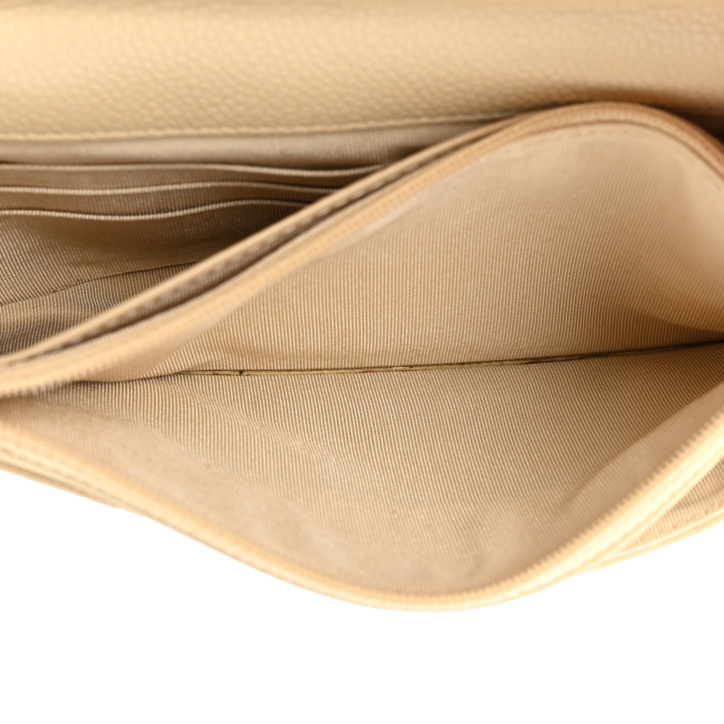 Caviar Quilted Wallet On Chain WOC Beige