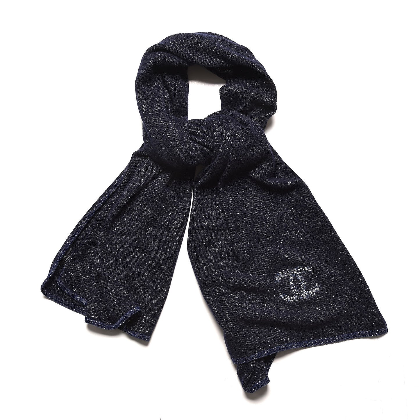 Cashmere Silk Tweed CC Scarf Blue