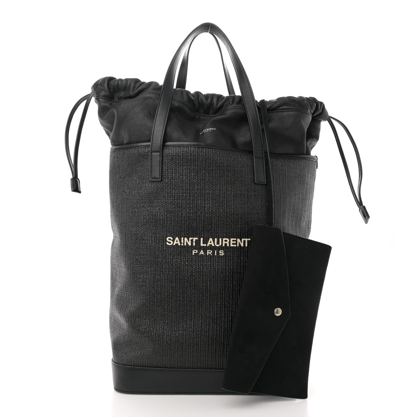 Linen Canvas Teddy Shopping Bag Black