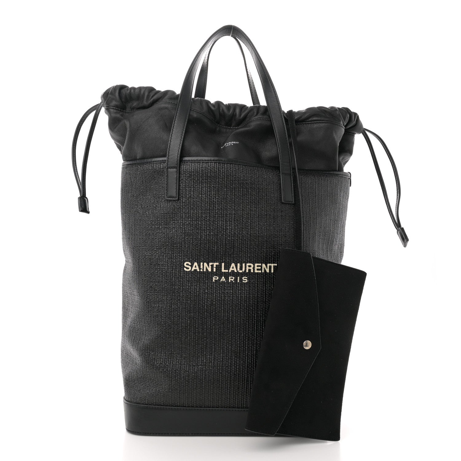 Saint Laurent Linen Canvas Teddy Shopping Bag Black 3 of 11
