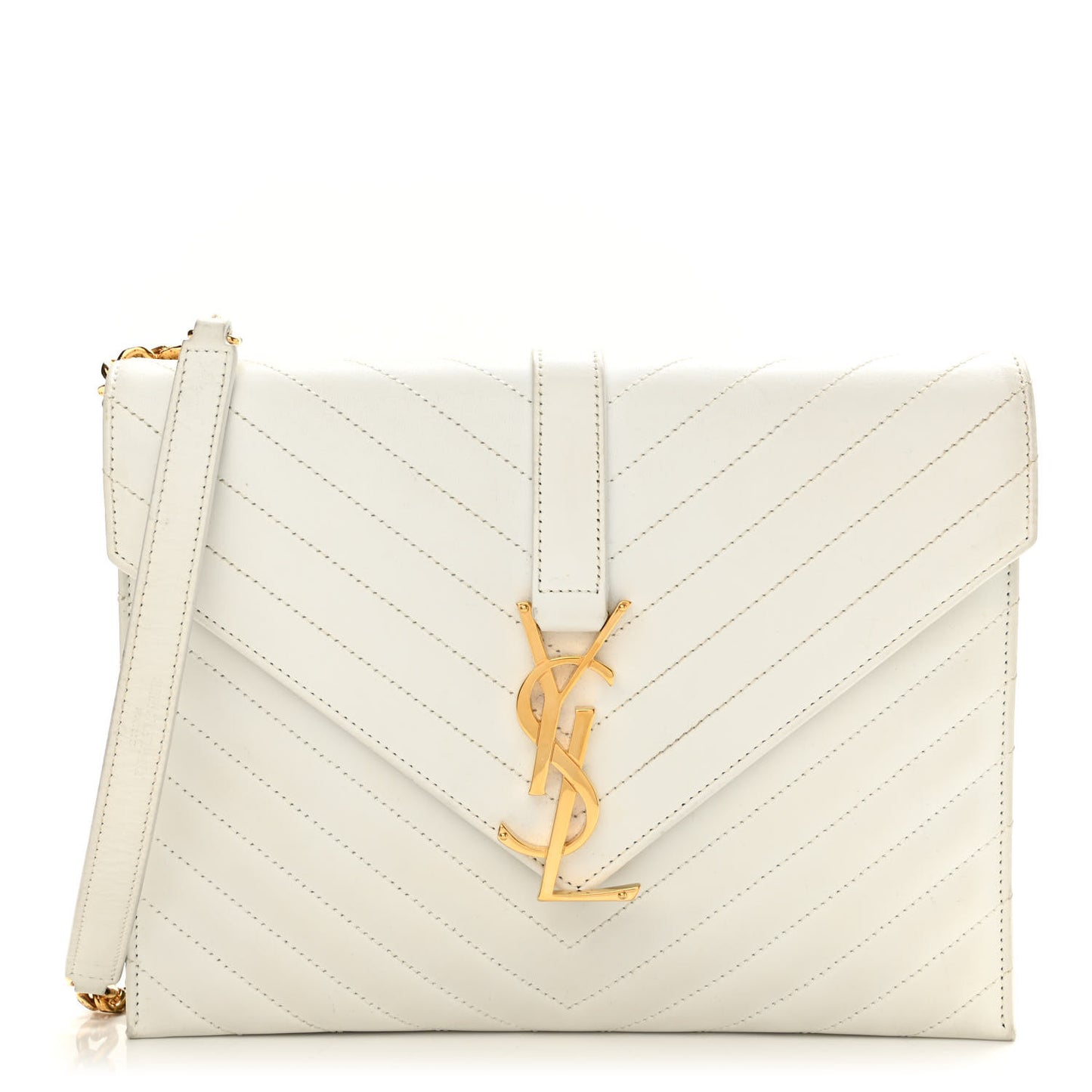 Calfskin Monogram Chevron Shoulder Bag Crema Soft