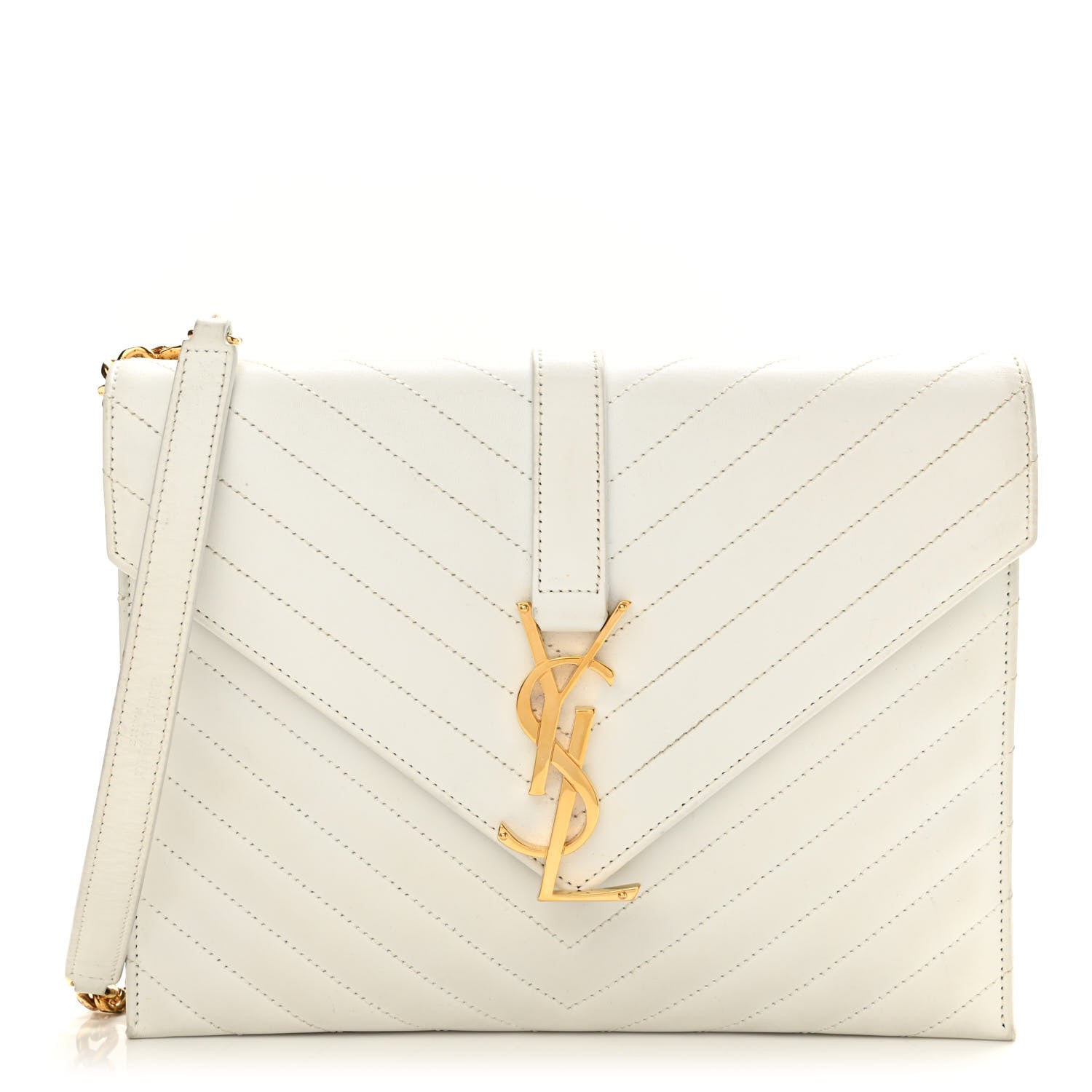 Saint Laurent Calfskin Monogram Chevron Shoulder Bag Crema Soft 1 of 17