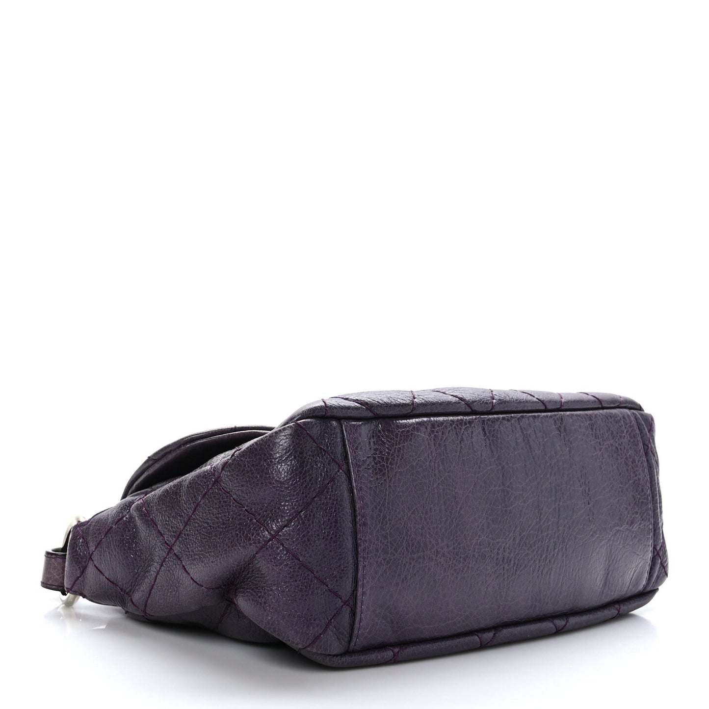 Glazed Calfskin Stitched On The Road Flap Purple