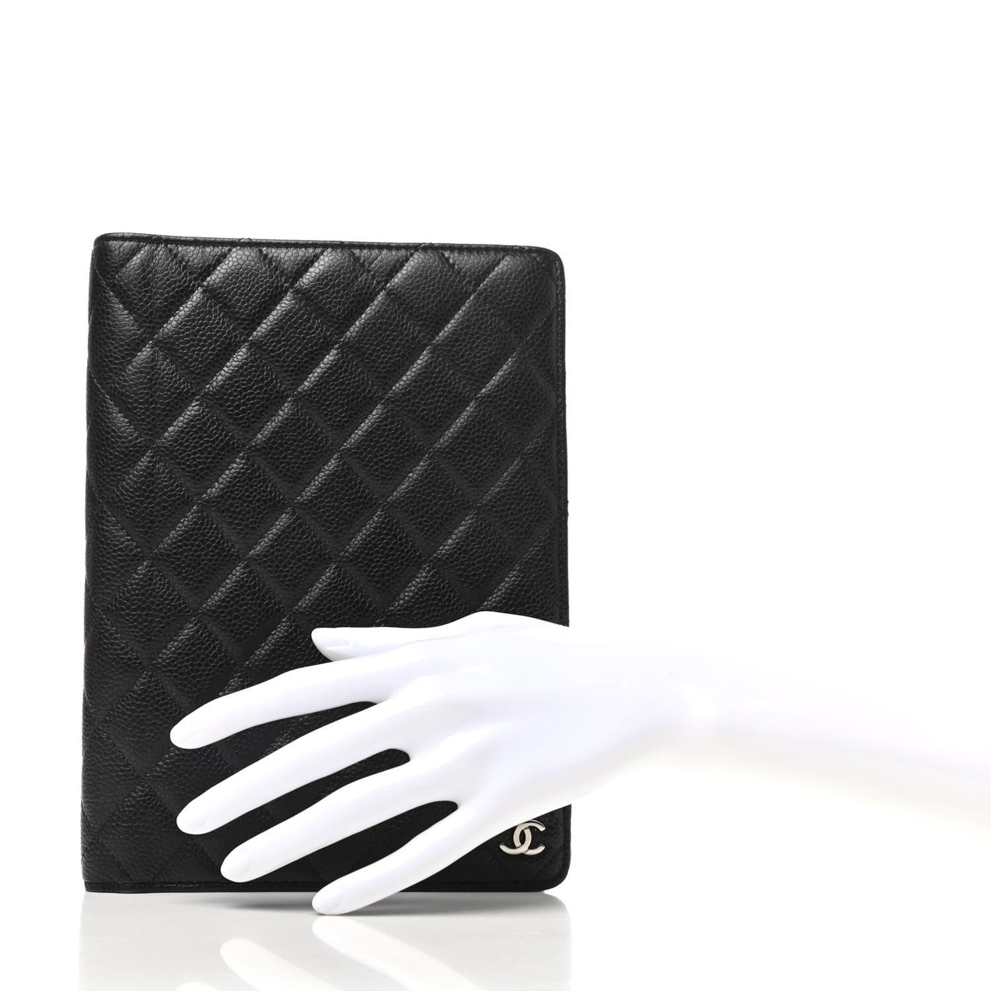 Caviar Quilted Large Agenda Cover Black