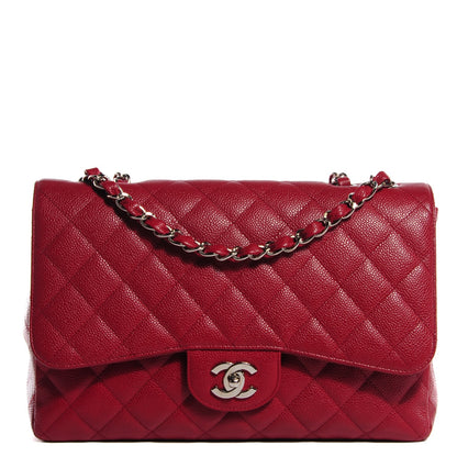 Chanel Caviar Quilted Jumbo Single Flap Red 1 of 8