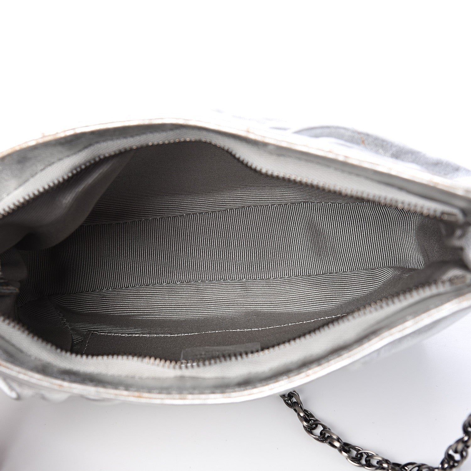 Burberry Metallic Calfskin Pochette Silver 4 of 11