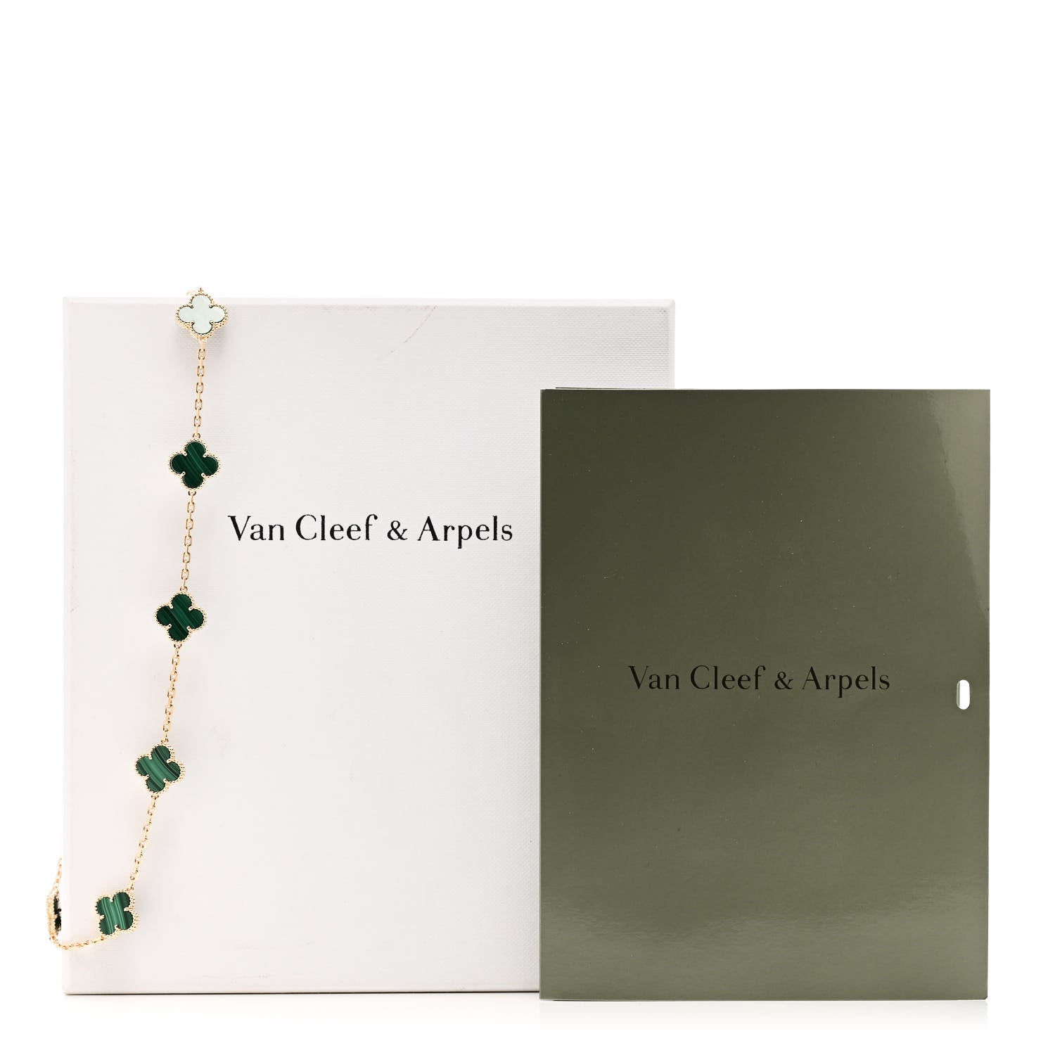 Van Cleef & Arpels 18K Yellow Gold Malachite 10 Motifs Vintage Alhambra Necklace 6 of 6
