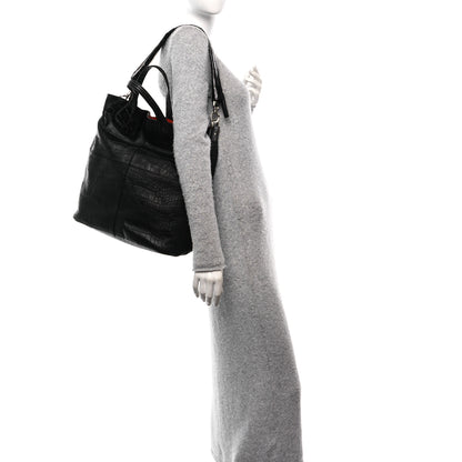 Givenchy Calfskin Crocodile Embossed Nightingale North South Tote Black 3 of 9