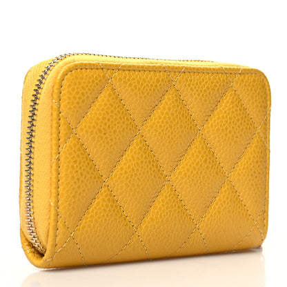 Chanel Caviar Quilted Zip Coin Purse Yellow 3 of 11