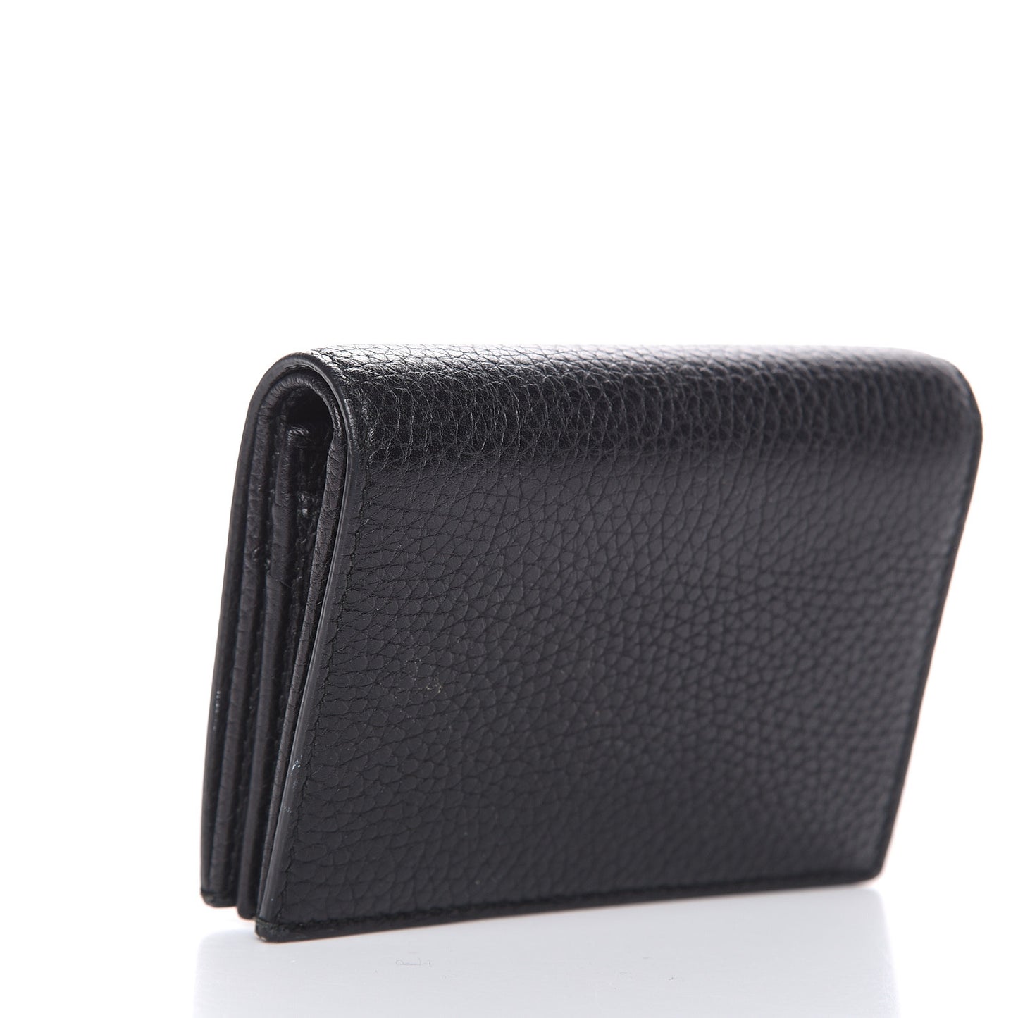 Pebbled Calfskin Animalier Tiger Card Case Black