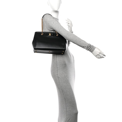 Salvatore Ferragamo Hammered Calfskin Vara Bow Chain Tote Black 2 of 9