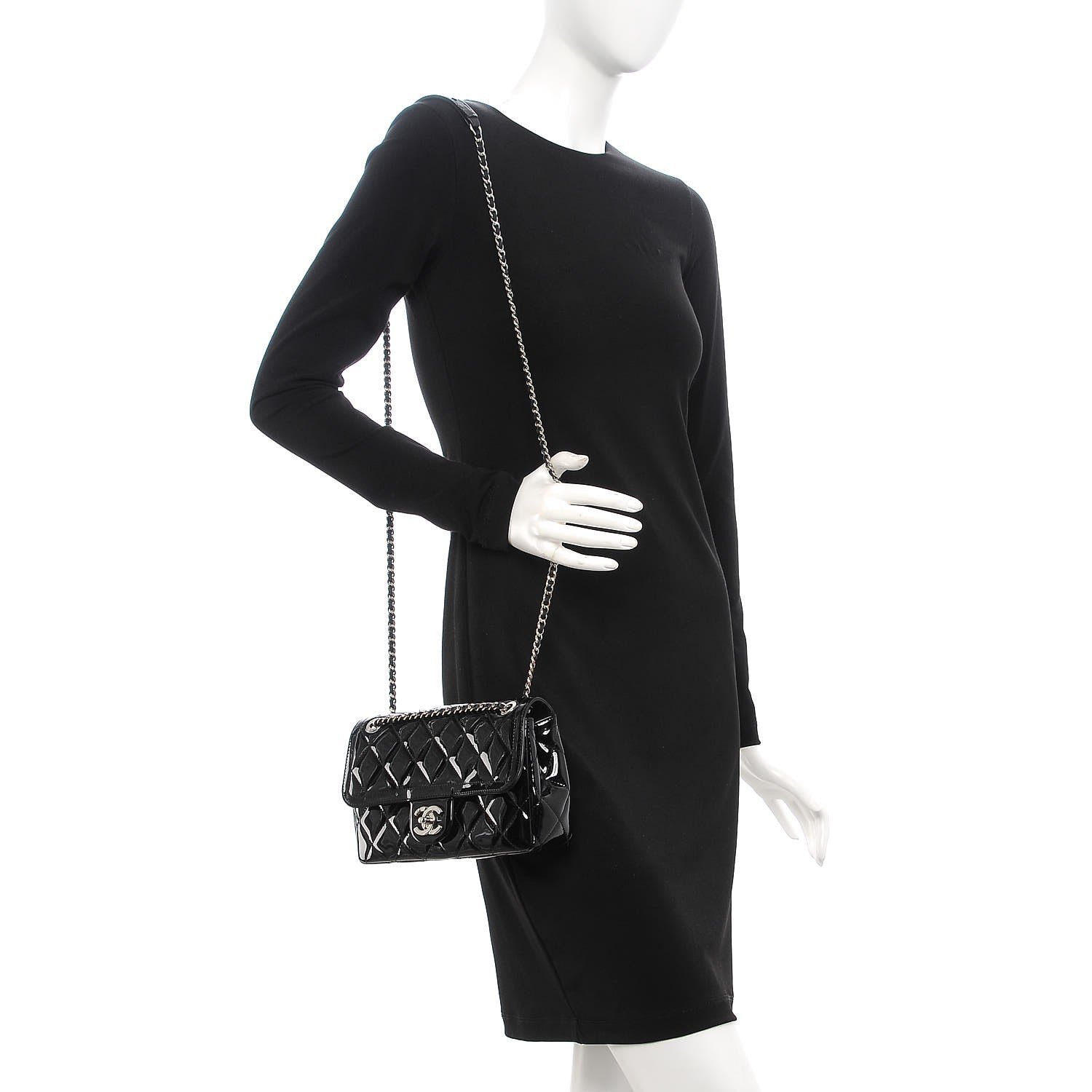Chanel Patent Quilted Small Coco Shine Flap Black 2 of 8