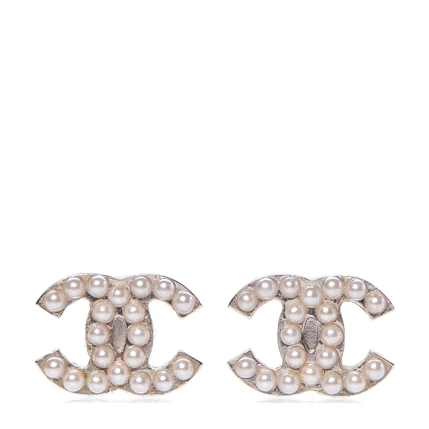 Chanel Pearl CC Earrings Silver 1 of 8