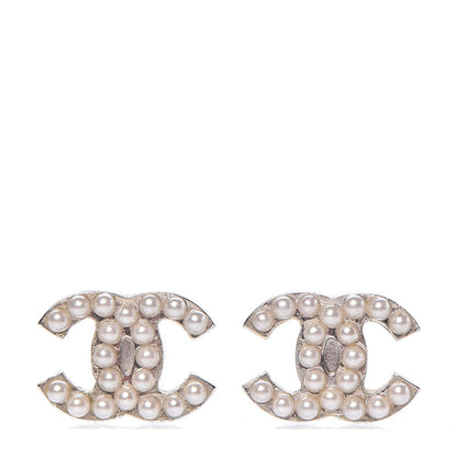 Chanel Pearl CC Earrings Silver 1 of 8