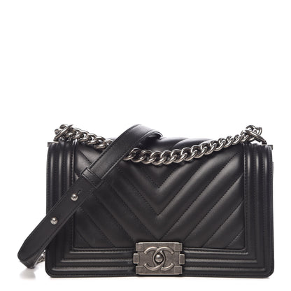 Chanel Lambskin Chevron Medium Boy Flap Black 1 of 13
