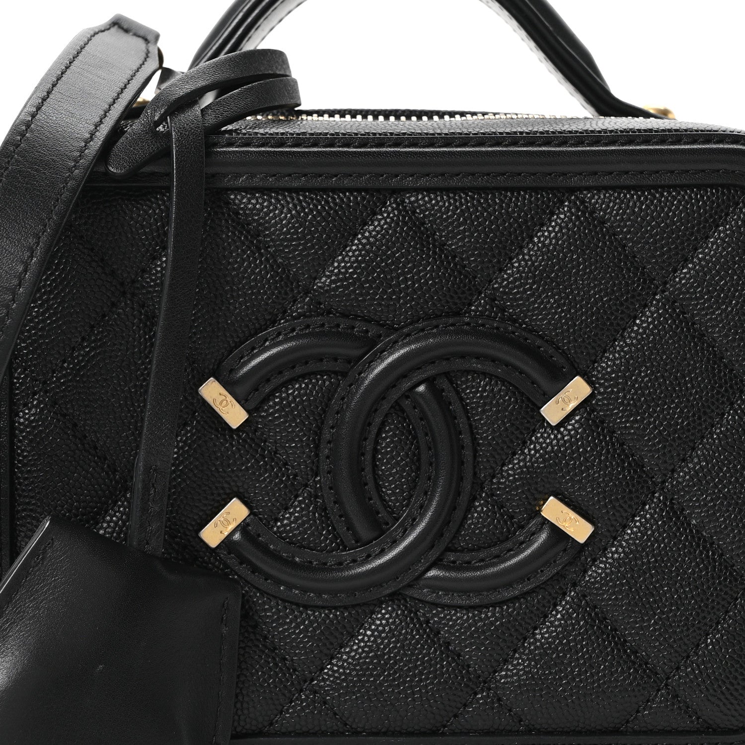 Chanel Caviar Quilted Small CC Filigree Vanity Case Black 8 of 10