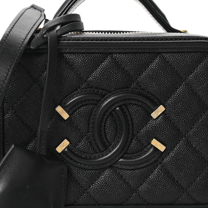 Chanel Caviar Quilted Small CC Filigree Vanity Case Black 8 of 10