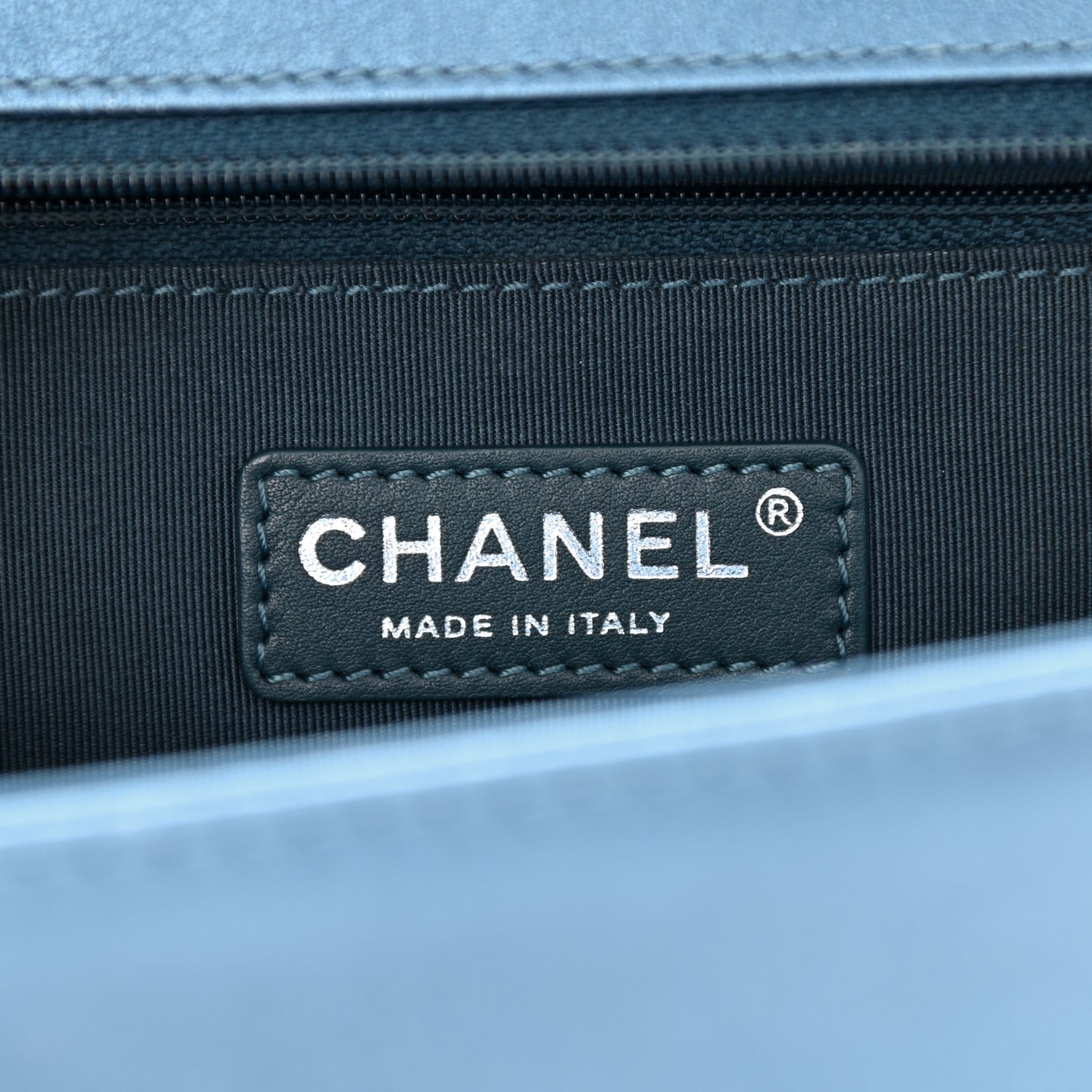 Perforated Lambskin Quilted New Medium Boy Flap Blue