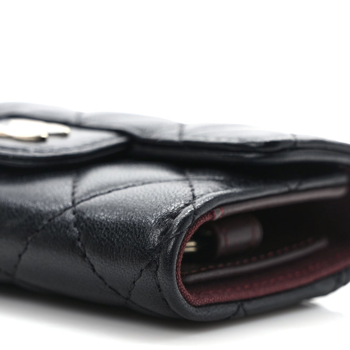 Lambskin Quilted 4 Key Holder Black