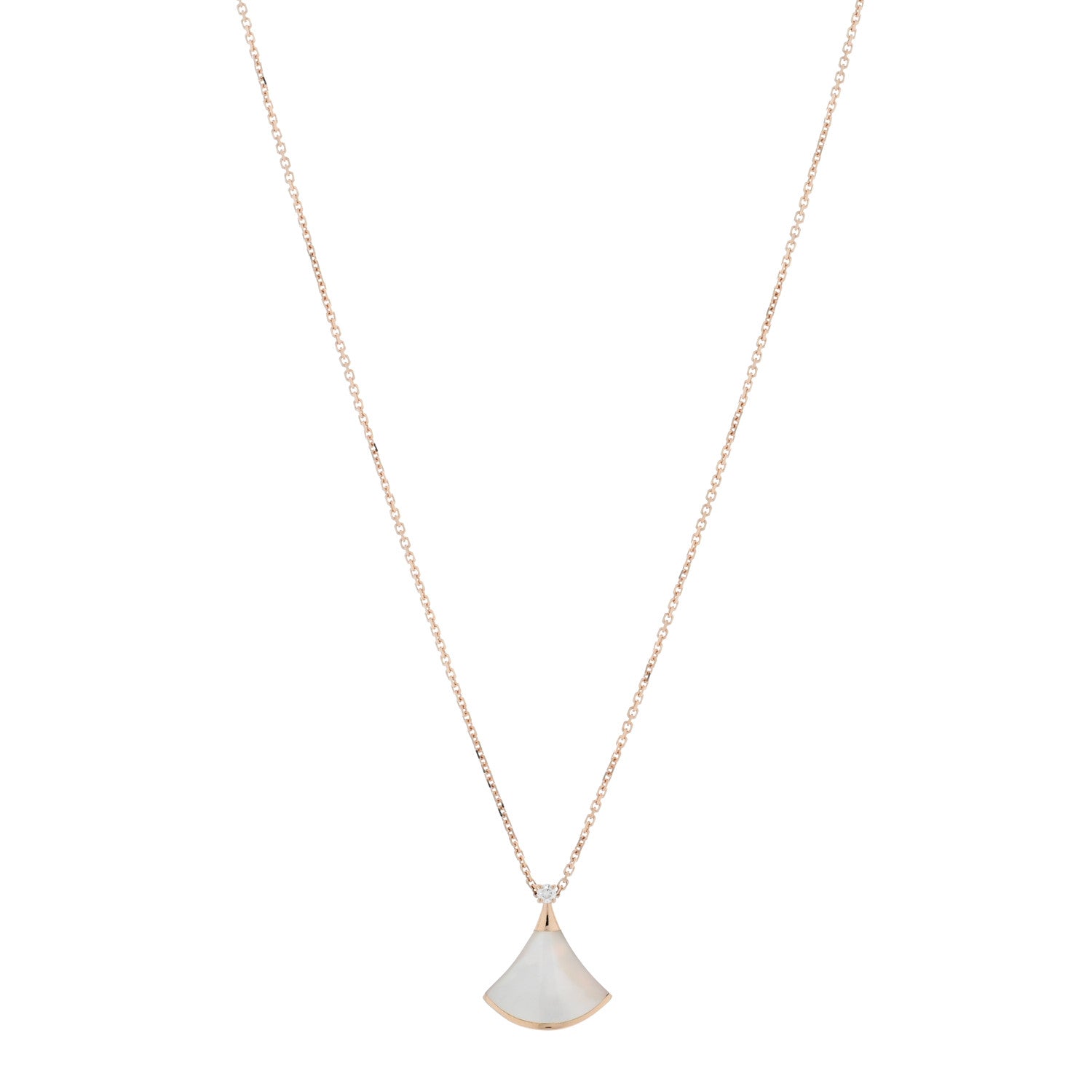 Bulgari 18K Rose Gold Diamond Mother of Pearl Small Divas' Dream Pendant Necklace 1 of 5