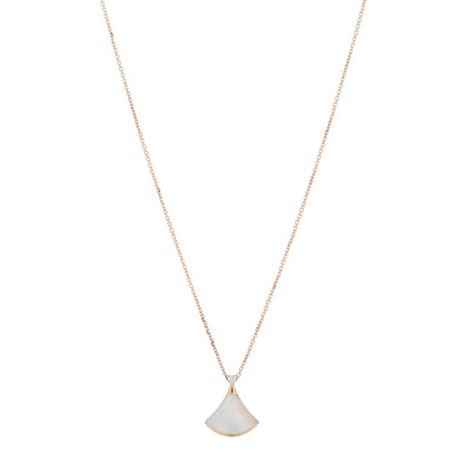 Bulgari 18K Rose Gold Diamond Mother of Pearl Small Divas' Dream Pendant Necklace 1 of 5